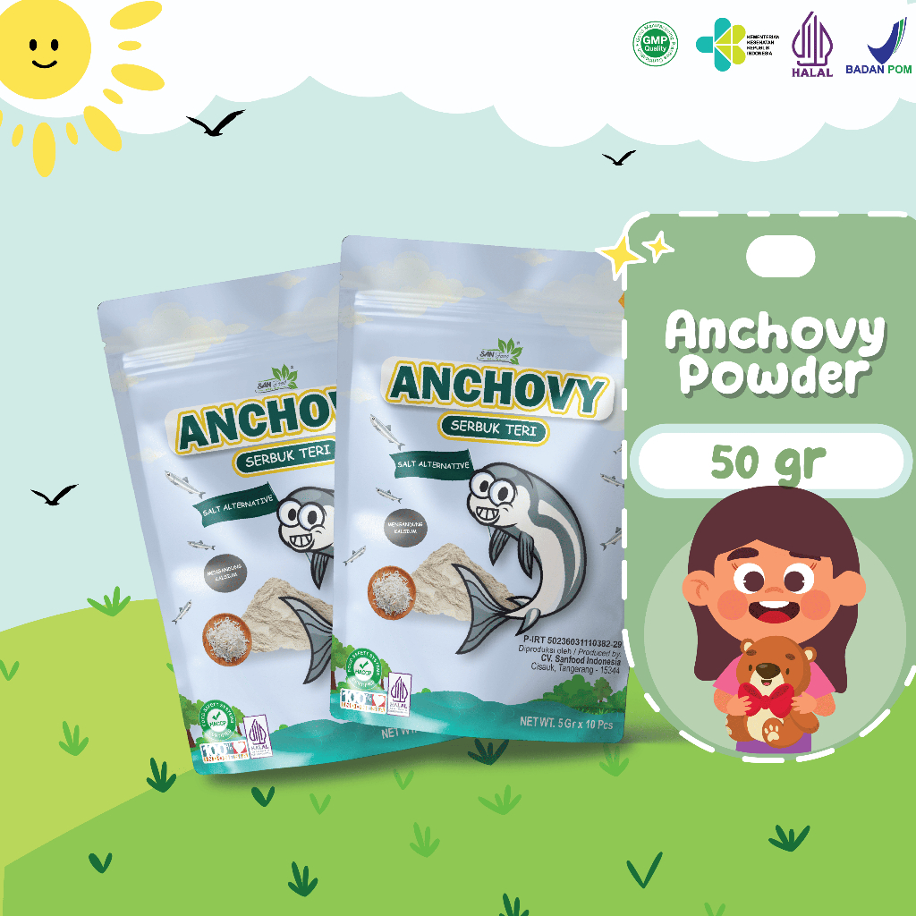 

Sanfood Brilian Anchovy Powder 50gr Kemasan praktis Kaldu Teri Bubuk Penyedap rasa Non MSG