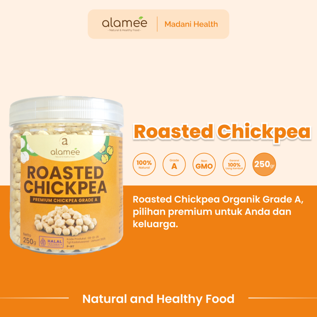 

ALAMEE Kacang Arab Panggang Roasted Chikpea Kacang Adas Gurih Matang Siap Makan PREMIUM 250gr