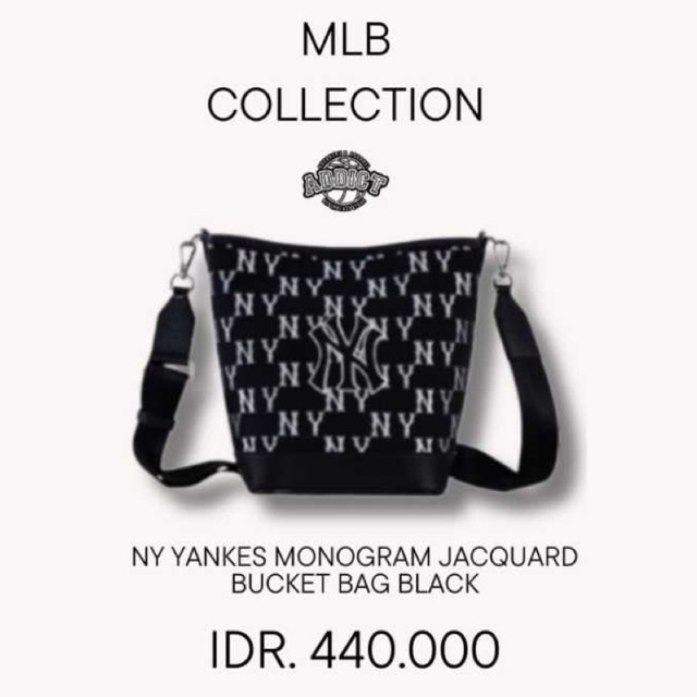 MLB CLASSIC MONOGRAM JACQUARD BUCKET BAG BLACK
