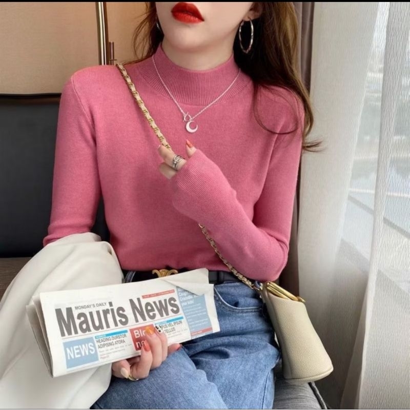 Atasan rajut turtle neck wanita lengan panjang | Atasan rajut korean style | Inner rajut turtle neck