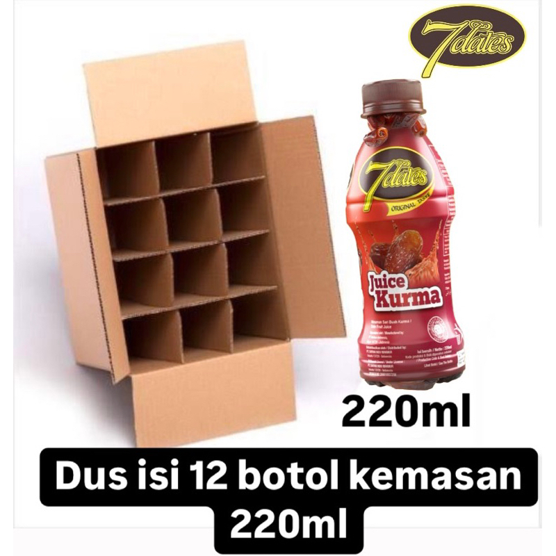 

Jus Kurma 7Dates box isi 12 botol kemasan 220ml. 7Dates Sepcial Box isi 12 botol.