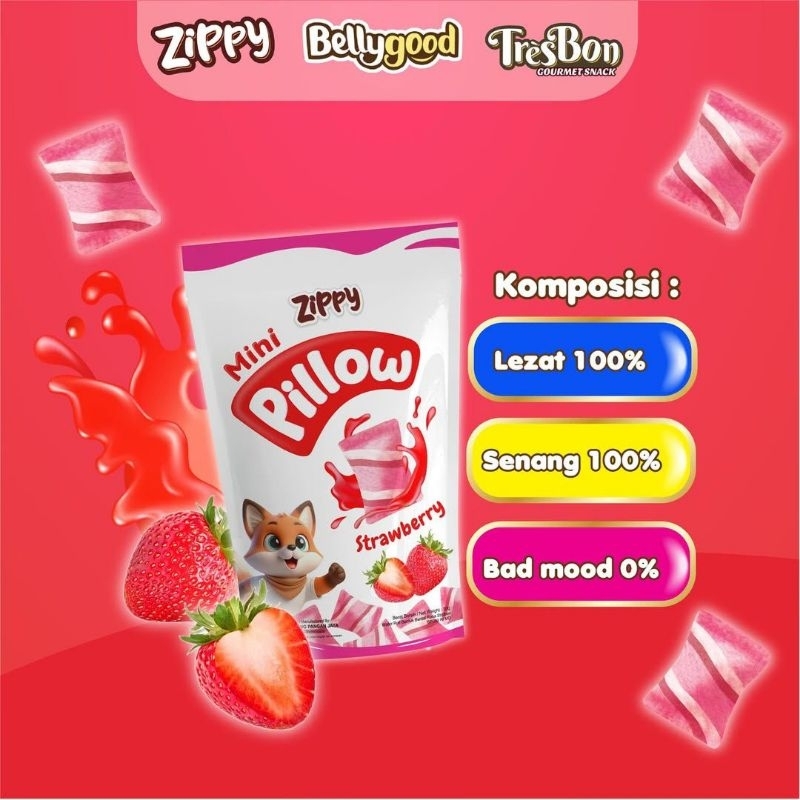 

10 Pcs Zippy Bellygood Mini Pillow Strawberry dan Cokelat