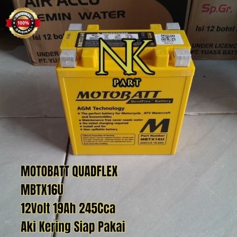Aki Accu Motobatt QuadFlex MBTX16U YTX16 BS 12v 19Ah
