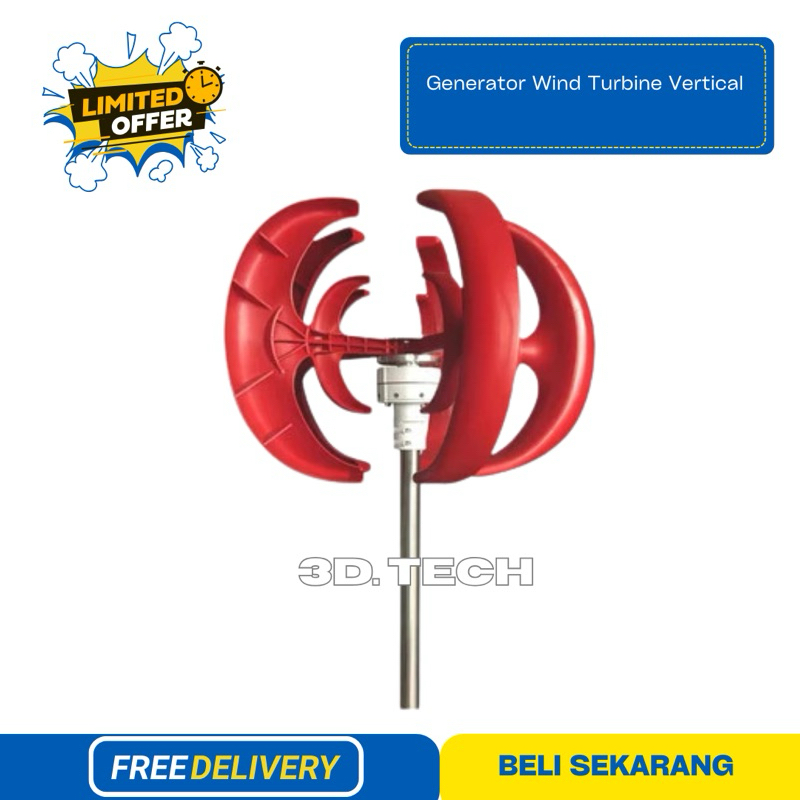 PLTB Generator Wind Turbine Vertical 300W Turbin Angin / Turbin Angin
