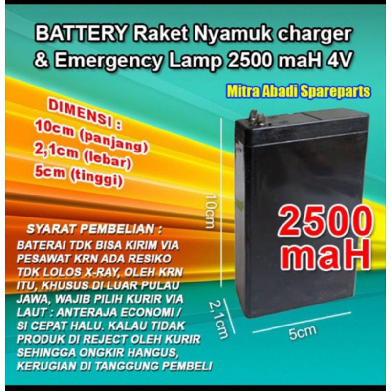 baterai emergency lamp 2500MAH4V rechargable