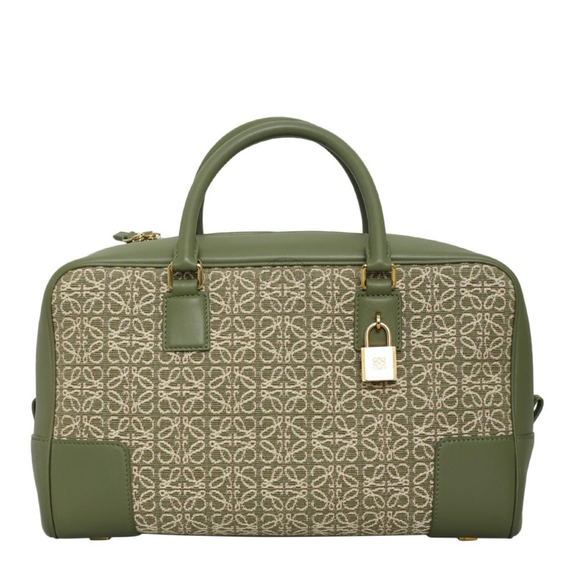 LOEWE ANAGRAM JACQUARD & CALFSKIN AMAZONA 28 BAG - GREEN