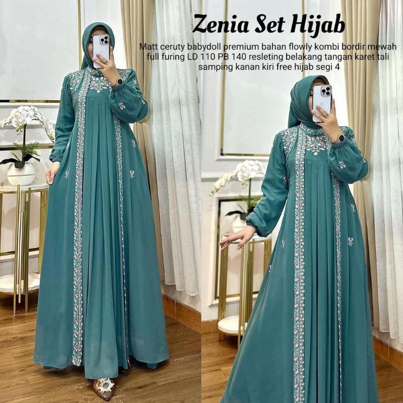 FAUZI, ZENIA SET HIJAB, GAMIS SYARI,PAKAIAN MUSLIM WANITA DRESS WANITA