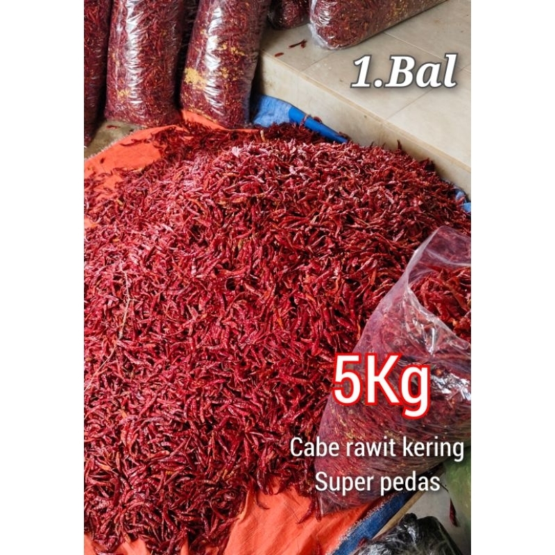

[ 1bal ] 5kg Cabe Teja Kering Super Pedas Paket Hemat COD