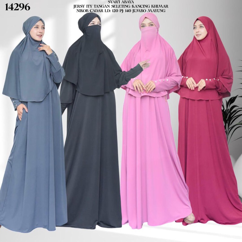 Abbasy - Set Sohwa Syar'i Cadar | Gamis set hijab | Gamis tangan kancing | Khimar Niqab Cadar