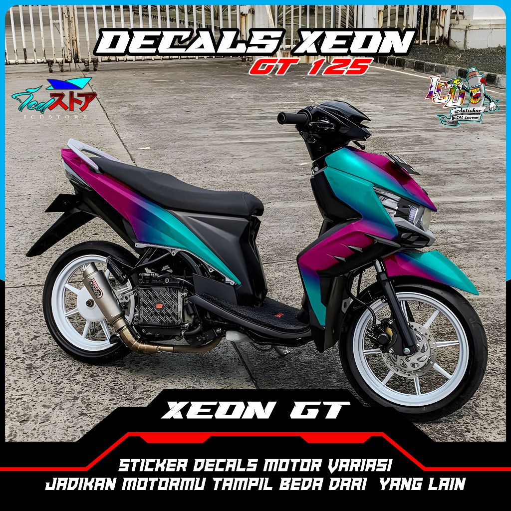 Decal Xeon GT 125 Full Body Stiker Xeon GT 125 Full Striping Xeon GT 125 Rainbow / Decal Hologram Xe