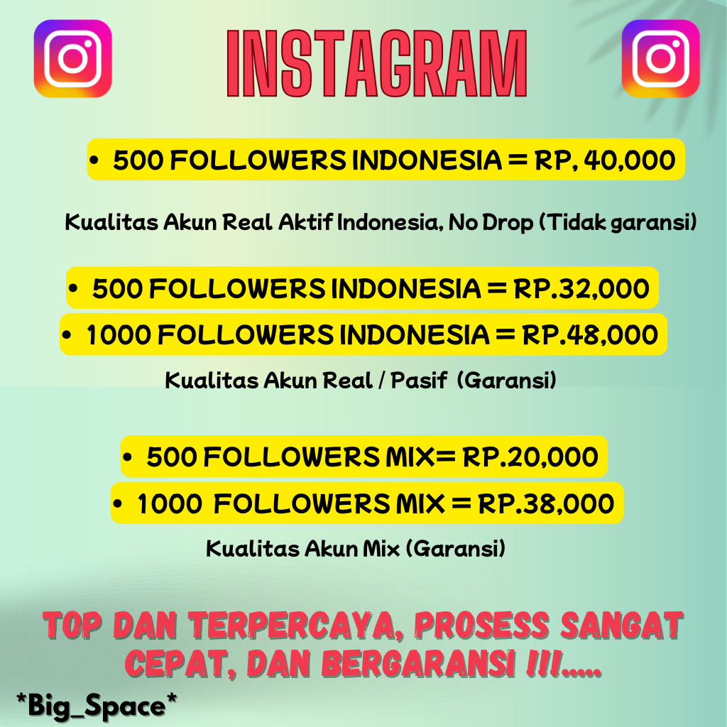 INSTAGRAM FOLLOWERS REAL AKTIF AKUN BERGARANSI 