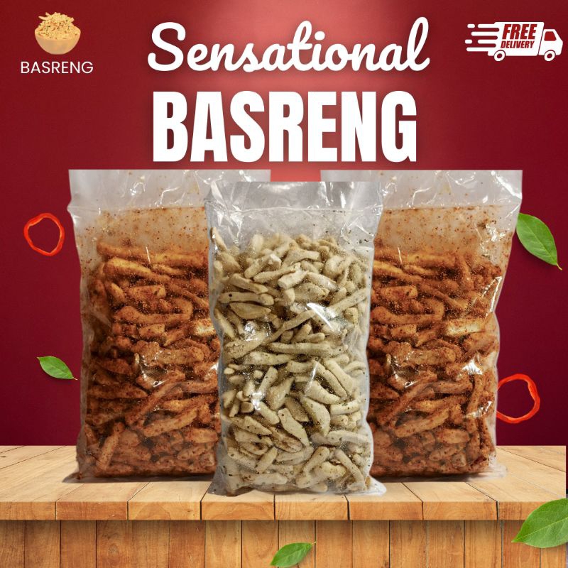 

1,5Kg Stik Basreng Mix 500gram Original & Pedas Daun Jeruk Sensational Baso Goreng Renyak Kriuk Cemilan Snack