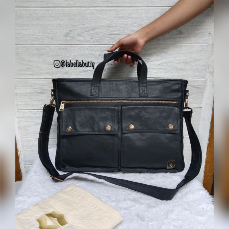 Porter International Messenger Laptop Bag Briefcase Second