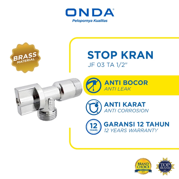 ONDA Stop Kran WC Air Toilet WC Tembok Jet Shower Kuningan Anti Bocor Anti Karat Onda/Kran SHOWER WC
