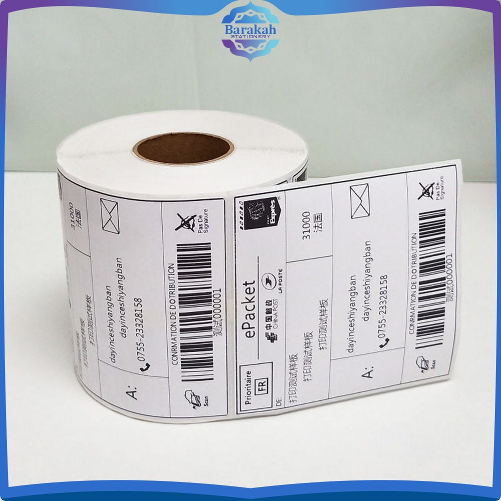 

Kertas Thermal 100x150 MM Isi 500 LEMBAR / Label Kertas Stiker Resi Barcode / Sticker Direct Thermal Barakah Stationery A72