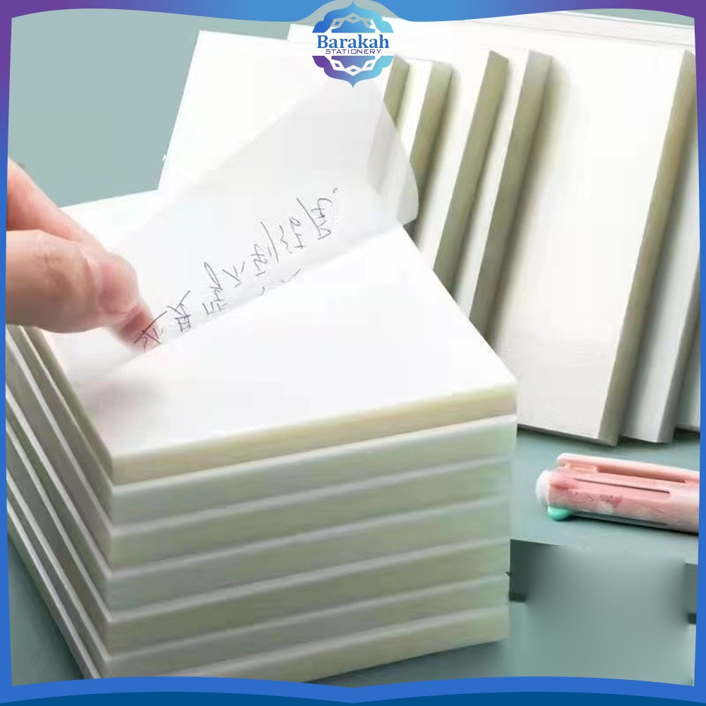 

Kertas Memo Transparan Isi 50 Lembar Waterproof Untuk Kantor Sekolah / Sticky Note Tempel Tahan Air / Label Stickers Catatan Bening Barakah Stationery A87
