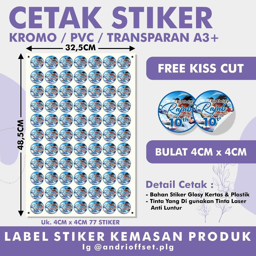 

Label Stiker / Cutting Stiker A3+ /Stiker Pvc/Stiker Transparant/Stiker Kormo