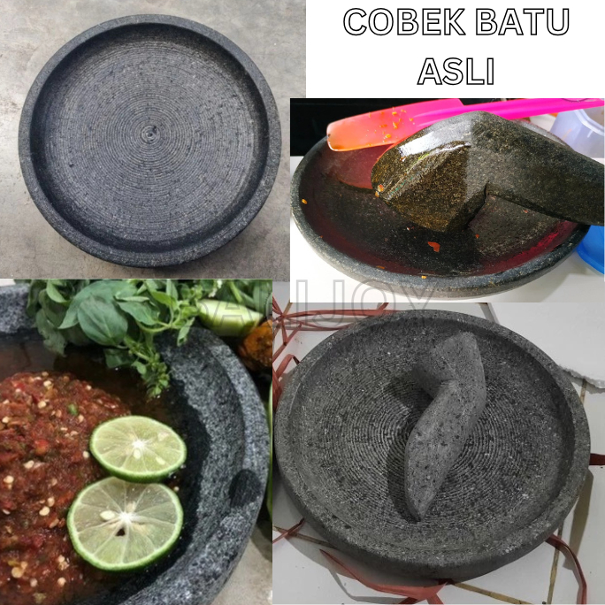 Cobek batu + ulekan / cobek batu asli / cobek batu premium / cobek + ulekan / cobek batu halus + ule