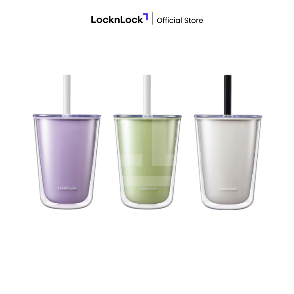 LocknLock Botol Minum Double Wall Cold Cup with Boba Straw 720ML