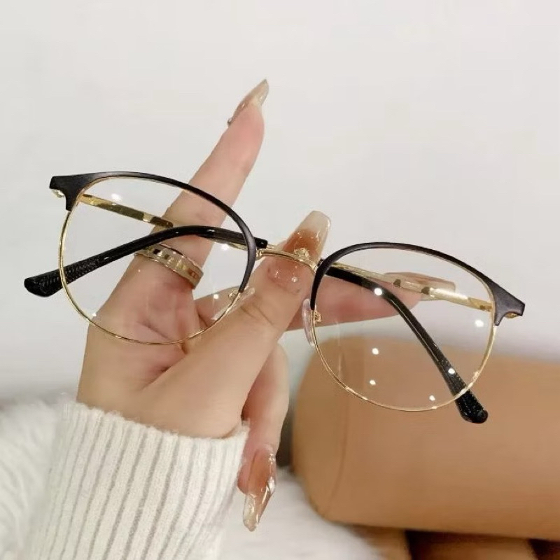 Frame Titanium Kacamata  Terbaru Wanita Pria Bulat Anti Radiasi Bingkai Titanium  Kacamata Fashion M