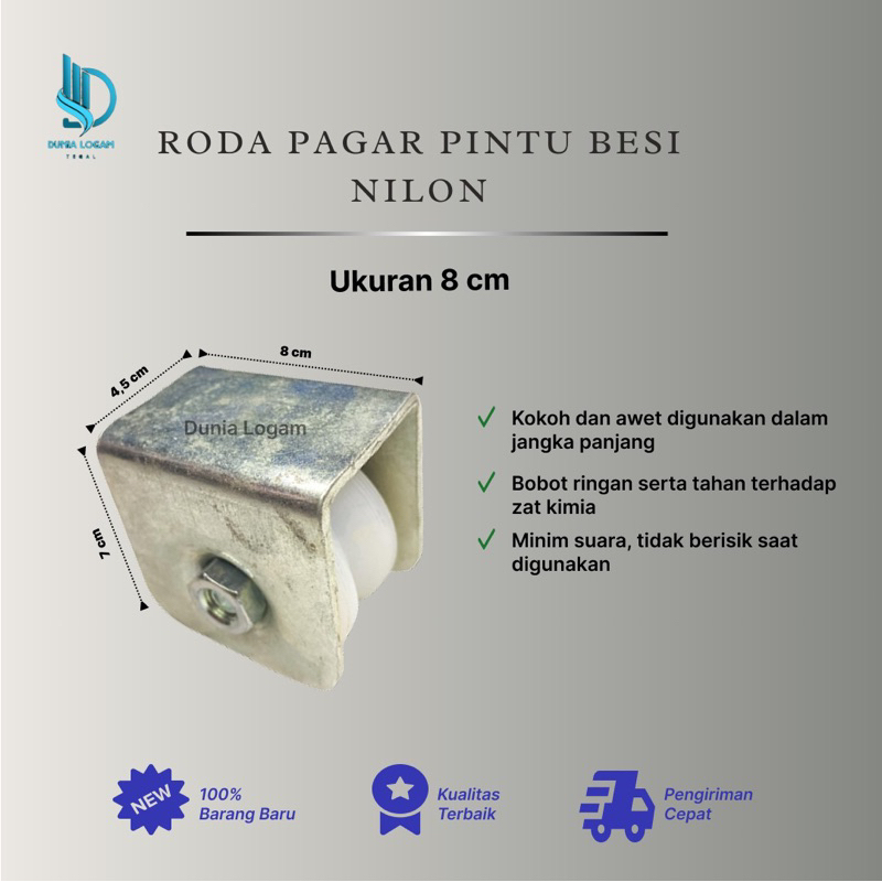Roda pagar pintu nylon 8 Cm | Roda pagar anti berisik | Aksesoris pagar