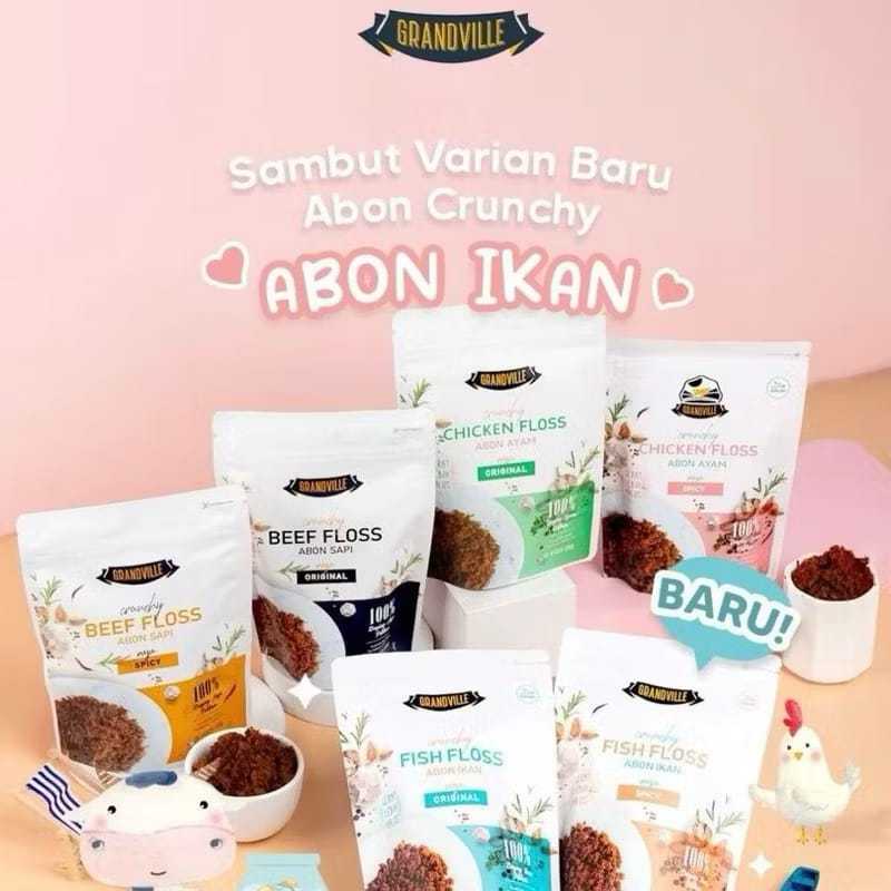 

GRANDVILLE Abon Ayam / Abon Sapi / Abon Ikan Original dan Spicy 100gr Mpasi Bayi | Grandville Chiken Floss / Beef Floss / Fish Floss | Abon Premium Anak dan Dewasa Non MSG Halal Penambah Nafsu Makan Penambah Berat Badan BB Booster MPASI Bayi Anti GTM