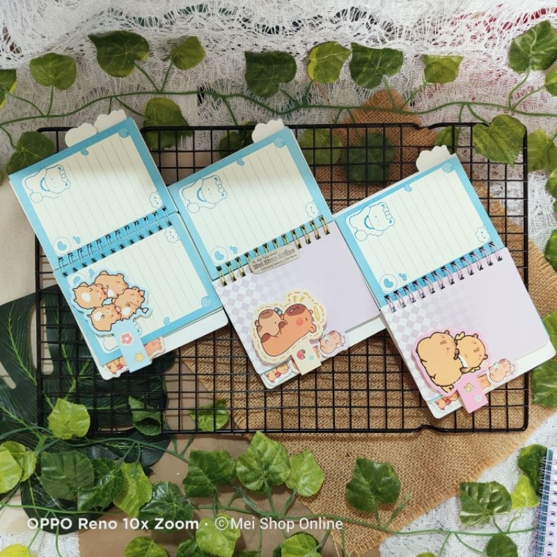 

diary memo spiral A6 klep fancy kecil motif capybara