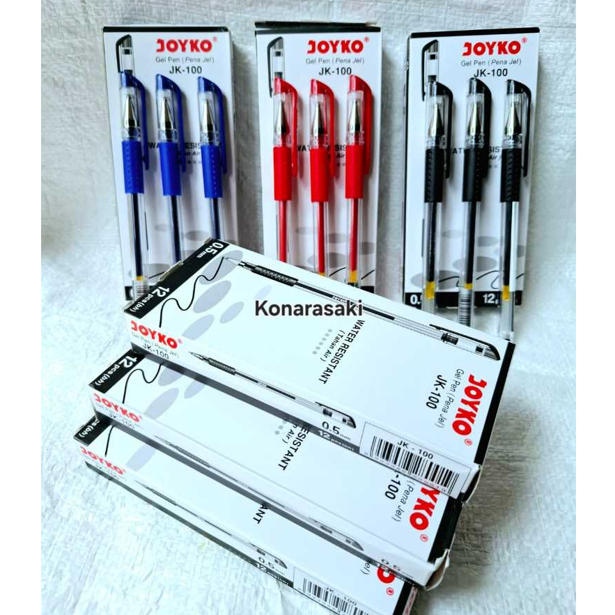 

[ LUSIN ] Pulpen Gel / Gel Pen Joyko JK 100 / JK 100 NT 0.5mm Hitam-Merah-Biru