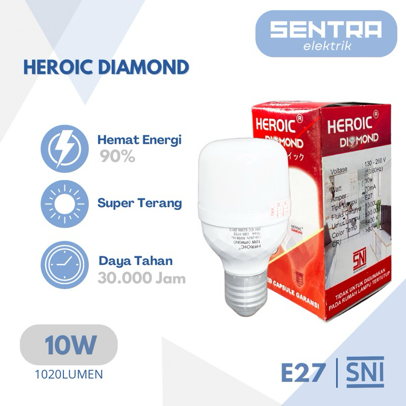 Lampu LED Heroic Diamond 10 Watt / Lampu LED Heroic Diamond 10W SNI