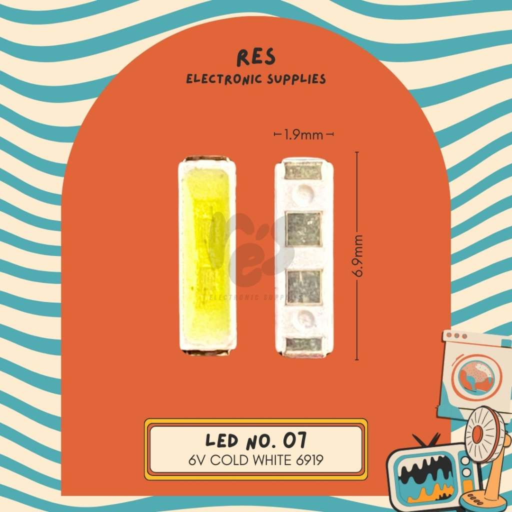 〚RES〛Sparepart Lampu LED Backlight SMD 6V 6 Volt 6Volt 6919 No. 07