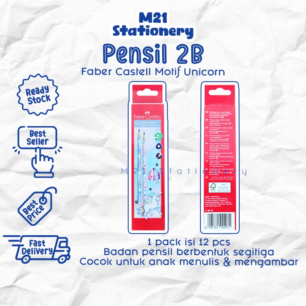 

(3 PCS) PENSIL 2B FABER CASTELL UNICORN 118375 / ORIGINAL PENCIL KAYU PENA MENULIS GRAPHITE MENGGAMBAR SKET SKETCH ANAK ALAT TULIS SEKOLAH KULIAH ATK KANTOR STATIONERY MURAH LENGKAP / M21 STATIONERY JOGJA