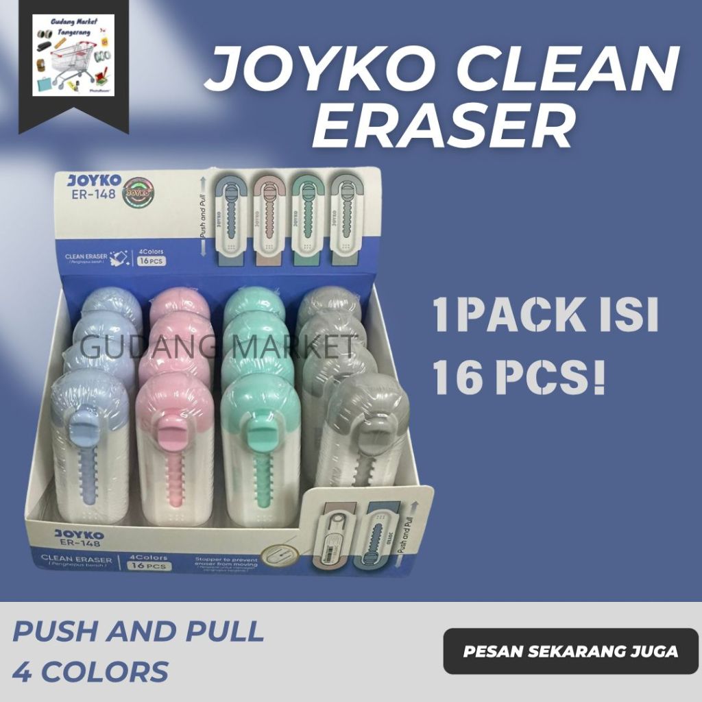 

Penghapus Pensil Dorong Warna Lucu/ Eraser Push & Pull (1Pack isi 16Pcs)