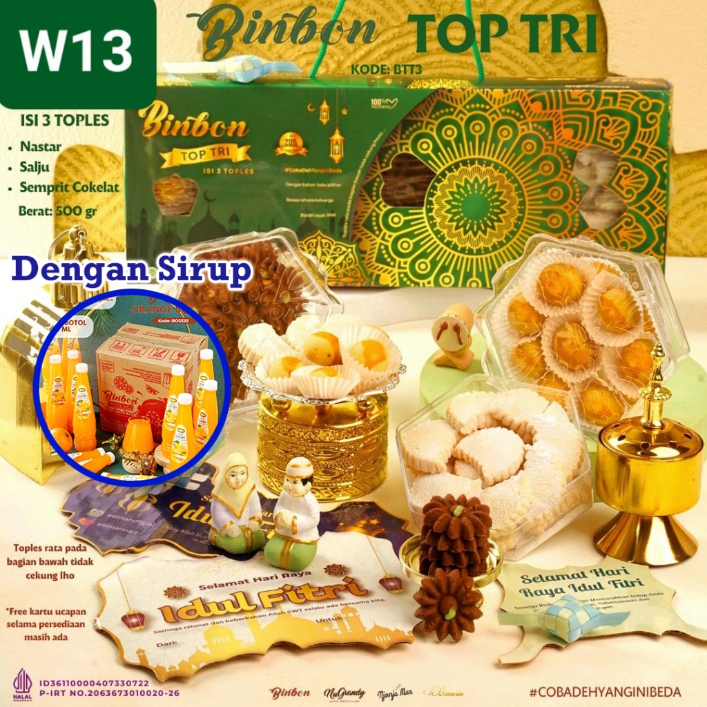 

Rmdodo - Kue Kering Lebaran Top Tri Squash Halal / Hampers Kue Lebaran Paket 3 Toples + 1 Sirup