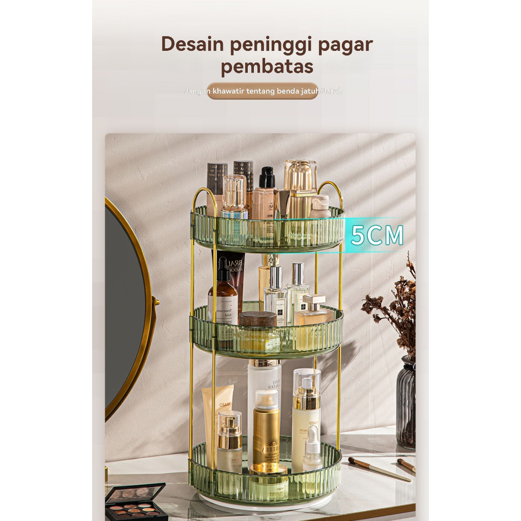 Murah Rak Makeup Gold / STR / Rak Gold / Rak Bumbu / Rak Dapur/ Rak Putar / Sea Lazy Rak Rotating