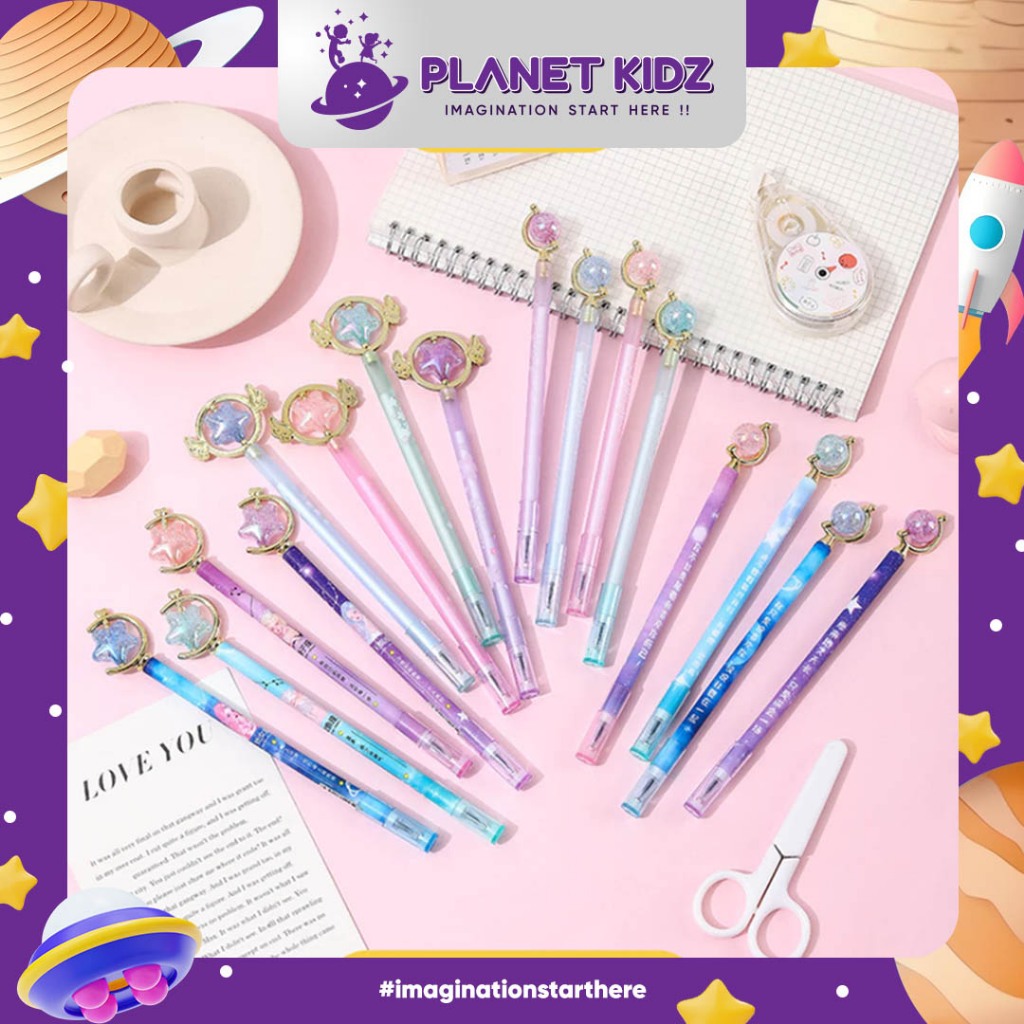 

PLANETKIDZ FK111 PENA BALLPEN PEN GEL 05 motif TONGKAT BULAN BINTANG SAILOR MOON BARBIE DINO