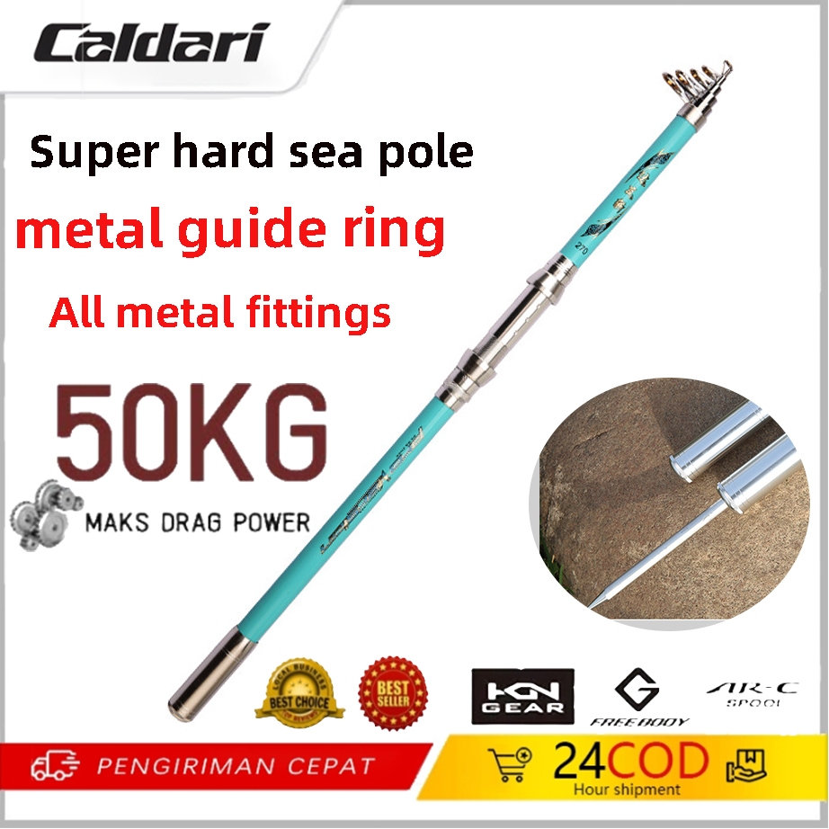Joran Pancing Carbon Fiber Sea Fishing Rod 2.1M-4.5M/7 Tongkat Stik Pancing 4.5Meter Stick Pancingan