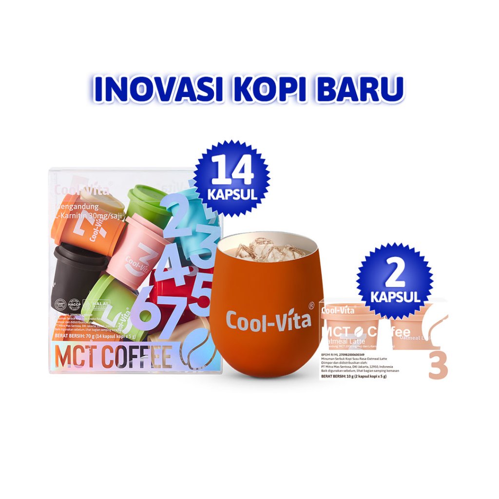 

[BIG BOX + GELAS BERUBAH WARNA + 2 Cups] Coolvita MCT Coffee Capsule 16 Kapsul MU2