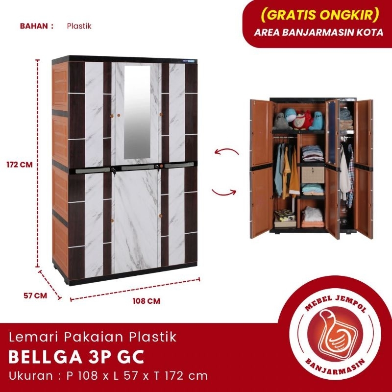 Almari Pakaian Plastik Bellga 3p GC