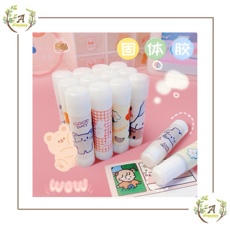 

lem stick kertas perekat kertas padat glue stick lem stik batang putar sekolah kantor motif korea lucu