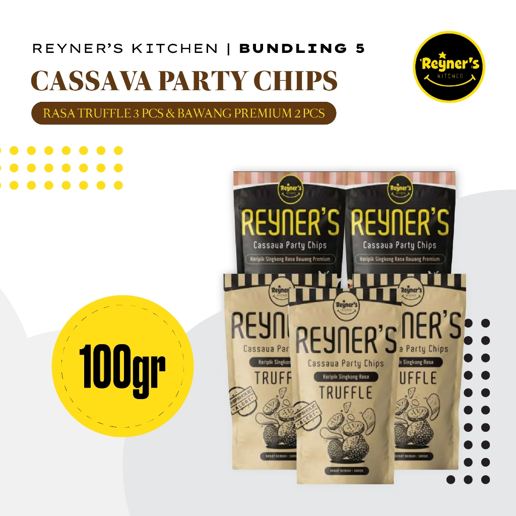 

Reyner's Bundling 5 !!! 2 Onion Cassava Chips and 3 Truffle Crispy Cassava Chips