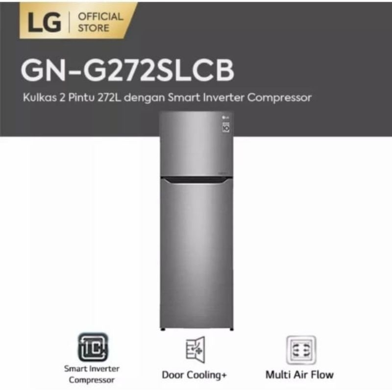 LG GN-G272 SLCB Kulkas 2 Pintu Smart Inverter Compressor dan Door Cooling+ 272 Liter  Garansi Resmi