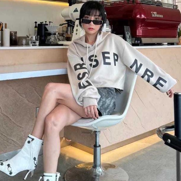 SUSEP Crop Hoodie Sweater Wanita Korean Style  Atasan Wanita Korean Style Kekinian