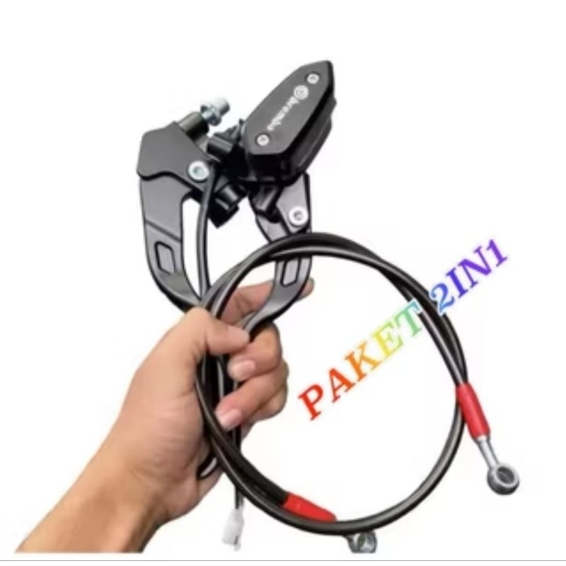 COD||PAKET MASTER REM BREMBO OVAL SET KANAN KIRI PLUS SELANG REM DEPAN 95 CM HITAM UNIVERSAL SEMUA M