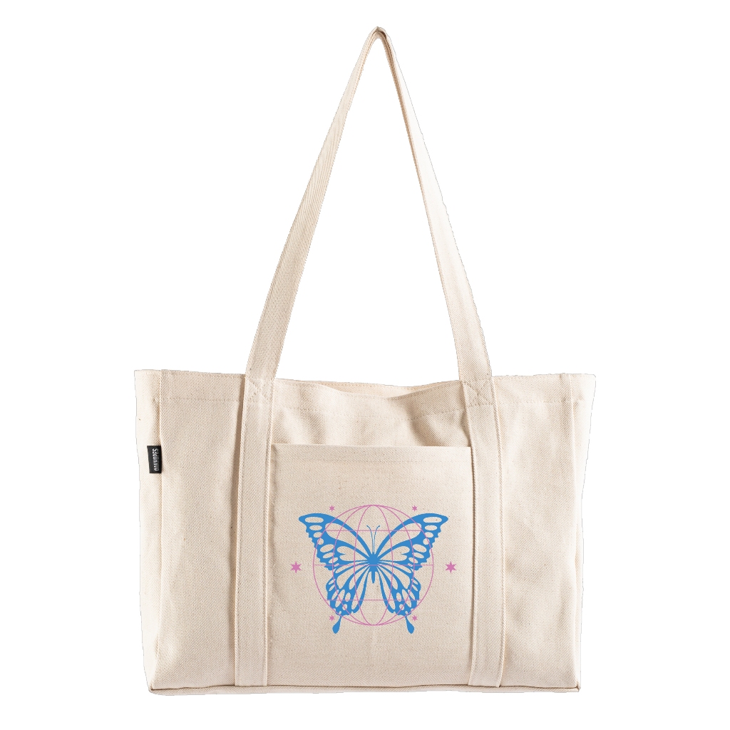 Oakhopes - Tote Bag Kanvas Cream - Tas Laptop -  Totebag Pria Wanita - Dexa Bag