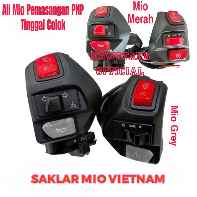 Saklar Vietnam Mio/Aerox Set Kiri&Kanan Pnp Saklar Motor Mio Aerox Dll