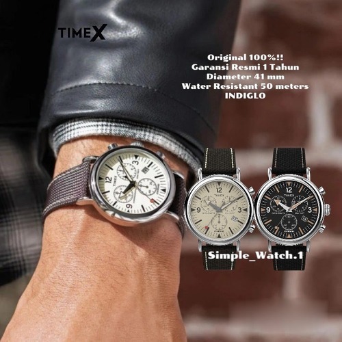 Original 100% TIMEX TW2V43700 TW2V43800 INDIGLO Standard Chronograph Jam Tangan Pria Garansi Resmi 1