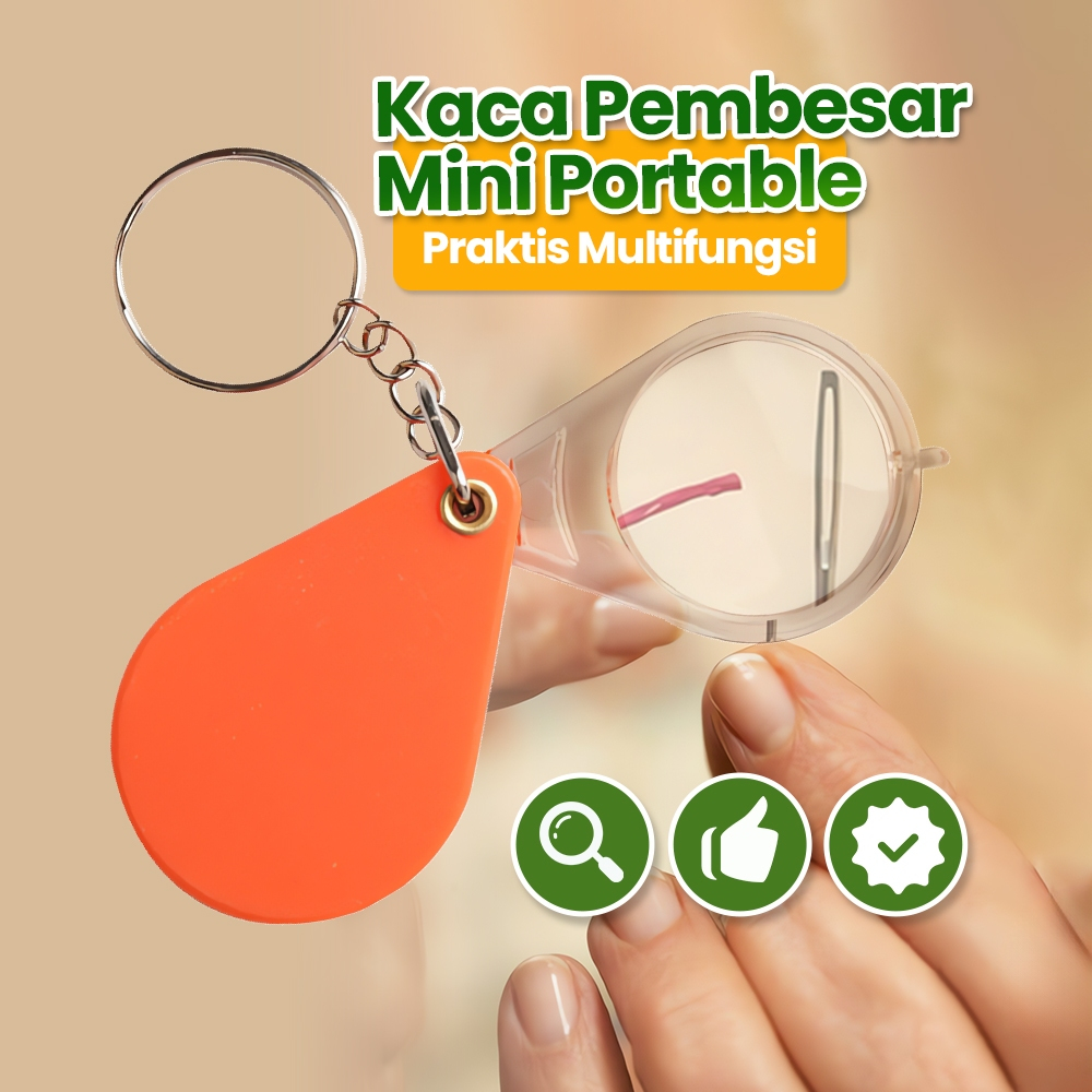 Gantungan kunci Kaca Pembesar mini Portable Serbaguna