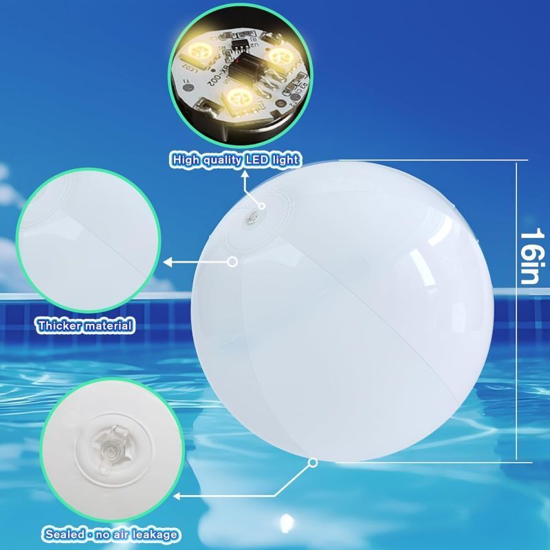 RJ9 40cm Bola Pantai LED Beach Ball Bola Pantai Besar Bola Pantai Tiup Untuk Anak Dewasa Kolam