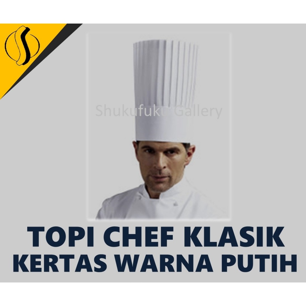 TOPI KOKI KERTAS KLASIK 30CM/ TOPI KOKI SEKALI PAKAI 30CM