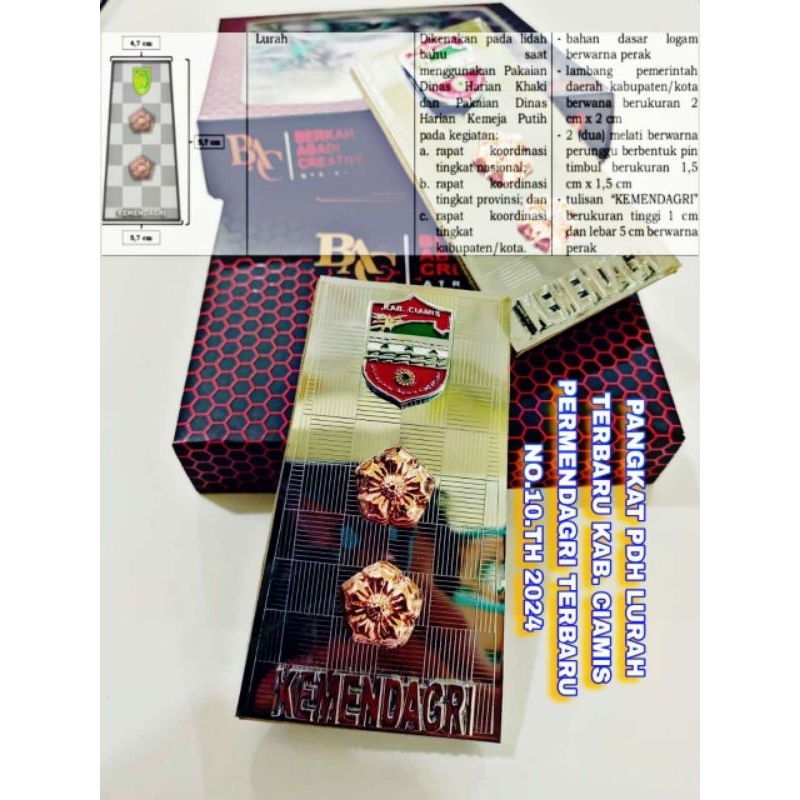 pangkat pdh lurah baru logo CUSTOM sesuai PERMENDAGRI NO.10 2024